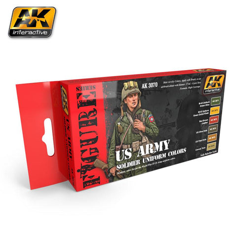 AK Interactive Figure Series: US Army Soldier Uniform Acrylic Paint Set (6 Colors) 17ml Bottles