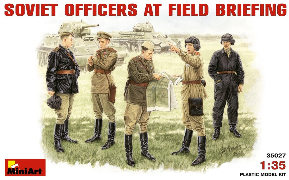 MiniArt 1/35 Soviet Officers at Field Briefing (5 Figures) Kit – Red Star  Hobbies