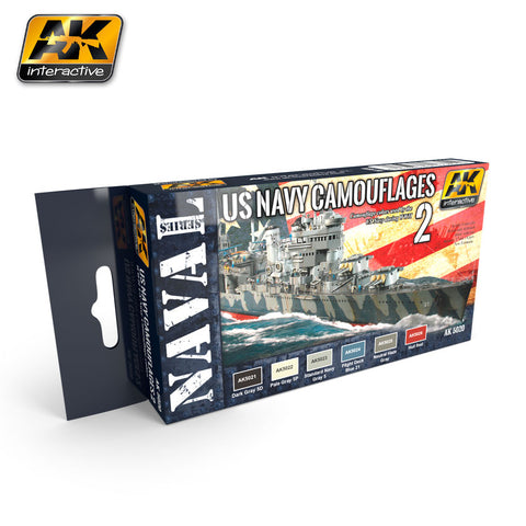 AK Interactive Naval Series: US Navy WWII Camouflage Vol. 2 Acrylic Paint Set (6 Colors) 17ml Bottles