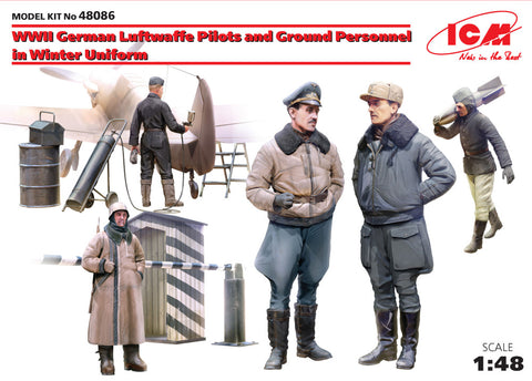 ICM 1/48 WWII German Luftwaffe Pilots & Ground Personnel Winter Uniforms (5) Kit
