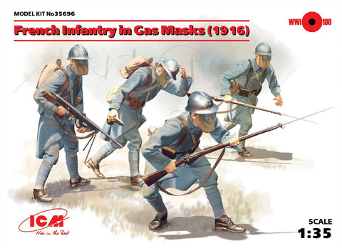 ICM Military 1/35 French Infantry in Gas Masks 1916 (4) Kit