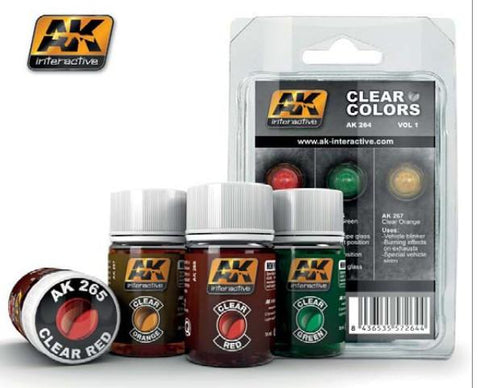 AK Interactive Clear Colors Enamel Paint Set Vol.1 (3) 35ml Bottle