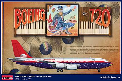 Roden 1/144 B720 Starship One Led Zeppelin, Elton John Band Tour Passenger Airliner Kit