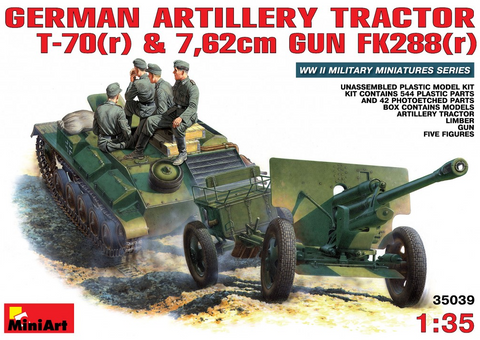 MiniArt 1/35 German Artillery Tractor T70r & 7.62cm Gun FK288(r) w/5 Crew Kit