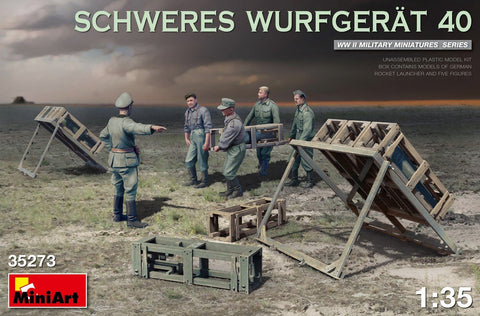 MiniArt Military 1/35 WWII Schweres Wurfgerat 40 German Rocket Launcher w/5 Crew & Missiles Kit
