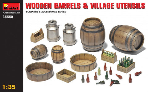 MiniArt Military 1/35 Wooden Barrels & Village Accessories (Re-Issue) Kit