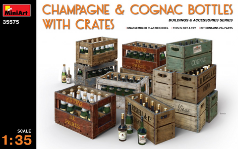 MiniArt 1/35 Champagne & Cognac Bottles w/Crates Kit