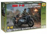 Zvezda 1/35 German R12 Motorcycle w/Sidecar & 3 Crew Kit
