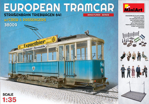 MiniArt 1/35 European Tramcar 641 w/Crew, Passengers, Street Access & Tram Line Base Kit