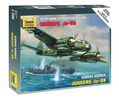 Zvezda  1/200 German Ju88A4 Bomber (Snap Kit)