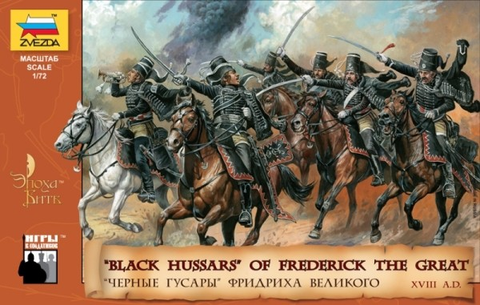 Zvezda Military 1/72 Black Hussars of Frederick II The Great of Prussia XVIII Century (19 Mtd) Kit