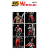 AK Interactive 	Figure Series: Red Uniform Colors Acrylic Paint Set (6 Colors) 17ml Bottles