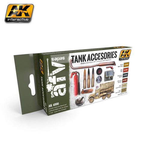 AK Interactive Tank Accessories Acrylic Paint Set (6 Colors) 17ml Bottles