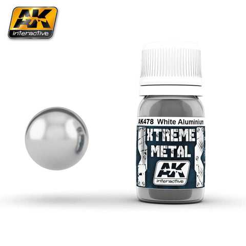 AK Interactive Xtreme Metal White Aluminum Metallic Paint 30ml Bottle