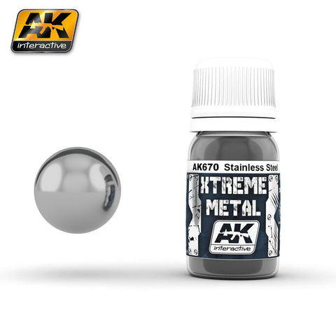 AK Interactive Xtreme Metal Stainless Steel Metallic Paint 30ml Bottle