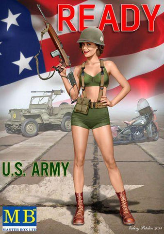 Master Box 1/24 Alice US Army Pin-Up Girl Standing Holding Rifle Kit