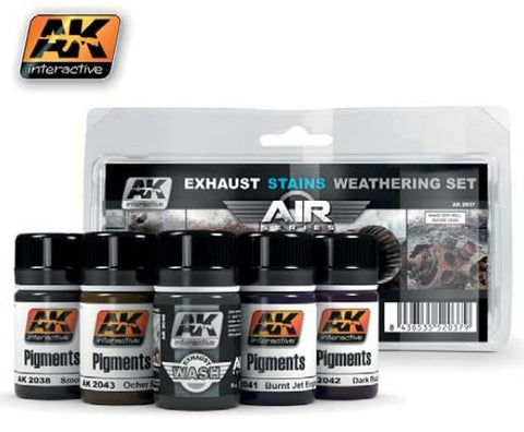 AK Interactive Air Series: Exhaust Stains Weathering Set (5 Colors) 35ml Bottles