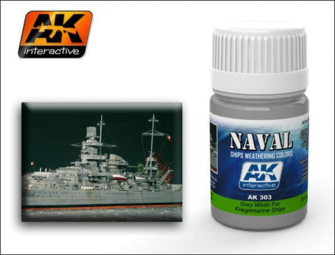AK Interactive Kriegsmarine Ships Grey Wash Enamel Paint 35ml Bottle