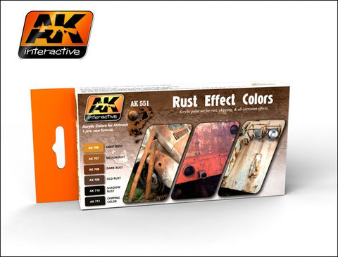 AK Interactive Rust Effects Acrylic Paint Set (6 Colors) 17ml Bottles