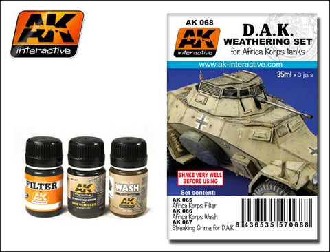 AK Interactive DAK Africa Korps Tanks Enamel Paint Set (65, 66, 67)