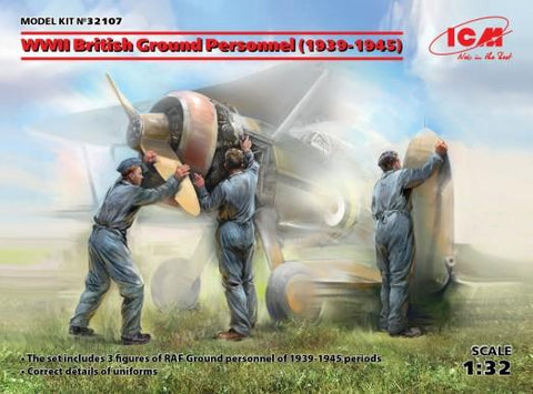 ICM Military Models 1/32 WWII British Ground Personnel 1939-1945 (3) (New Tool) Kit