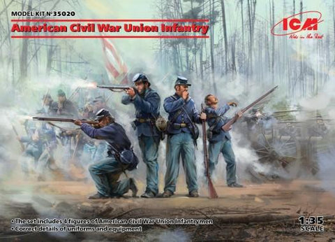 ICM Military Models 1/35 American Civil War Union Infantry (4) (New Tool) Kit