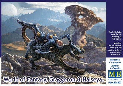 Master Box 1/24 World of Fantasy: Graggeron & Halseya Female Warrior Lying on Animal Kit