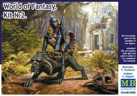 Master Box 1/24 World of Fantasy: Female Warrior Sitting on Animal Kit