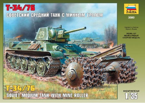 Zvezda 1/35 Soviet T34/76 Medium Tank w/Mine Roller Kit