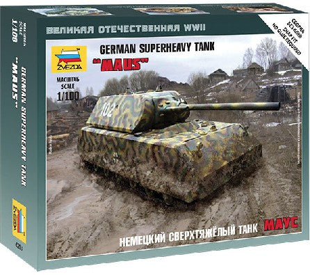 Zvezda 1/100 German Maus Heavy Tank (Snap Kit)