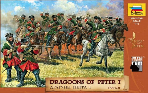 Zvezda Military 1/72 Dragoons of Peter I 1701-21 (19 w/12 Horses) Kit
